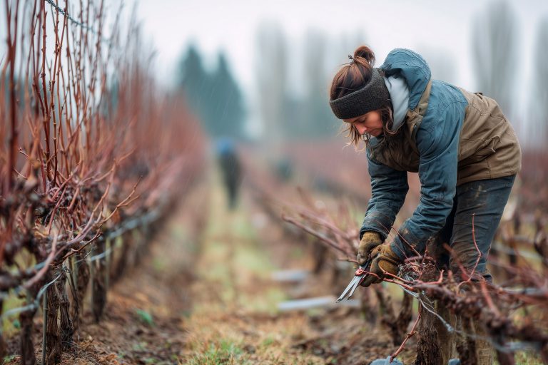 Imagen del cuidado de una vid- calendario agrícola