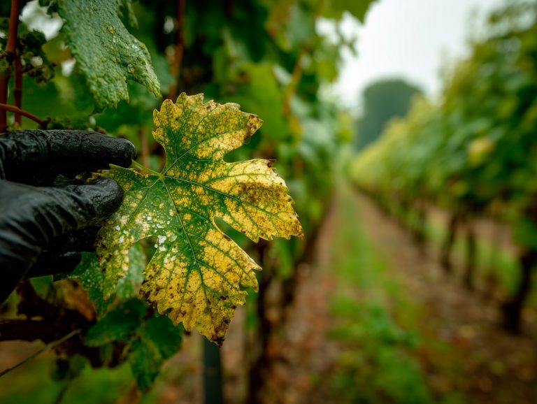 Enfermedades de la vid - Plano detalle hoja de vid