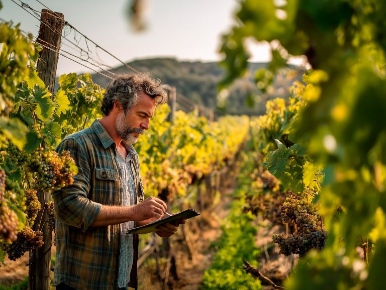 Agricultor extrayendo información de la vid