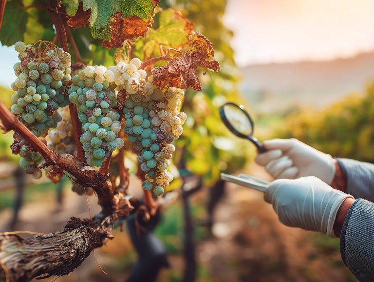 Plano detalle de la uva con posibles plagas de la vid