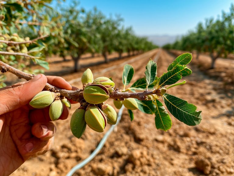 Plantación de pistachos jóvenes en Castilla-La Mancha