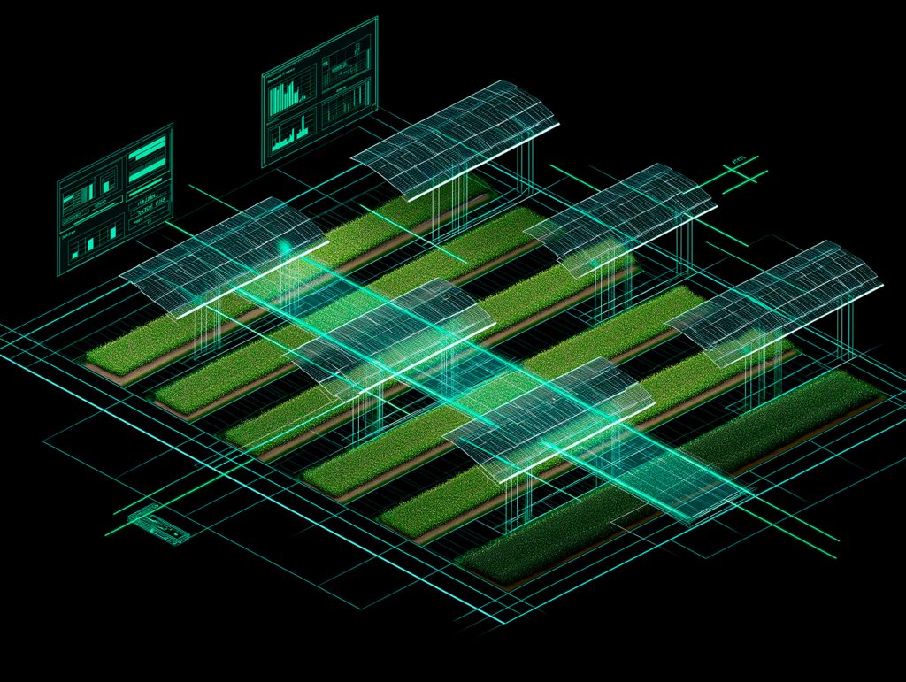 Agrovoltaica en finca agrícola moderna