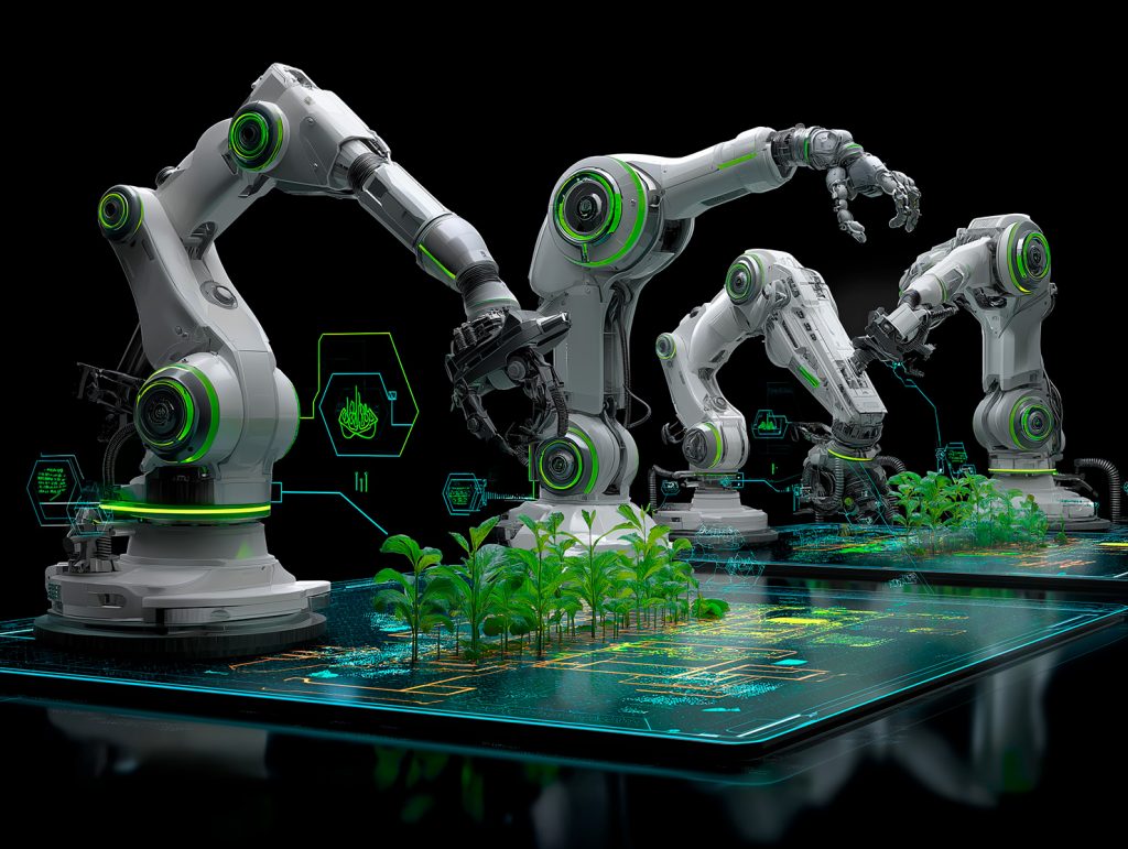 Robot de cosecha automatizada en cultivo protegido.