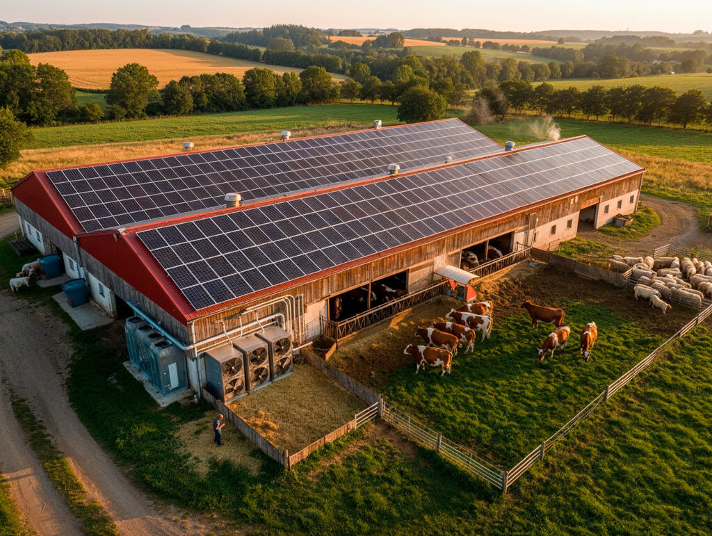  Paneles solares instalados en una explotación agrícola para autoconsumo energético
