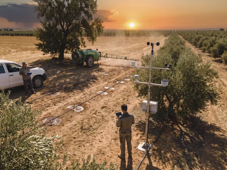 Estaciones meteorológicas en agricultura: cómo tomar mejores decisiones en el campo Estación meteorológica agrícola instalada en una parcela de cultivo en Castilla-La Mancha